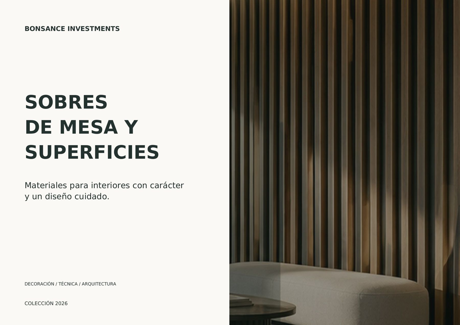 Catálogo Bonsance de sobres de mesa y superficies para hostelería 2026 Catálogo Bonsance de sobres de mesa y superficies para hostelería 2026