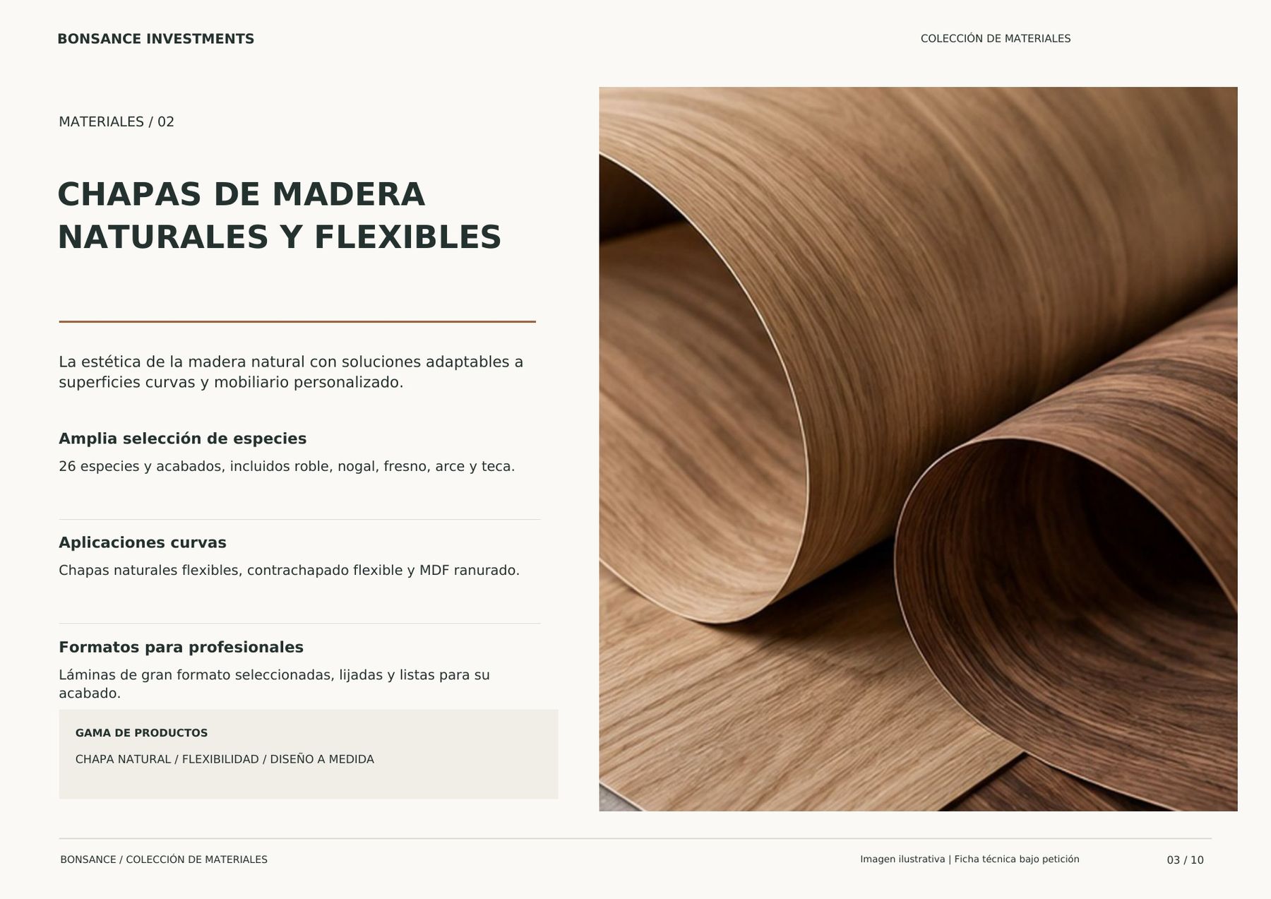 Chapas de madera natural y flexible para mobiliario contract Chapas de madera natural y flexible para mobiliario contract