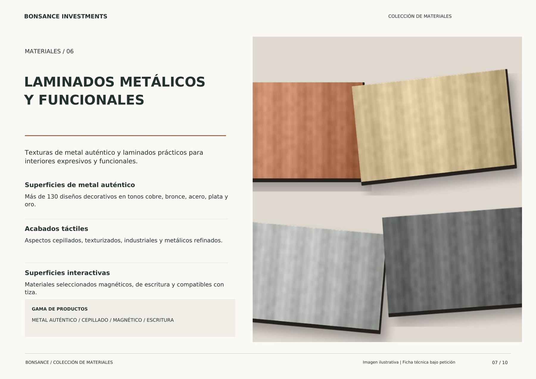 Laminados metálicos para sobres de mesa y barras Laminados metálicos para sobres de mesa y barras