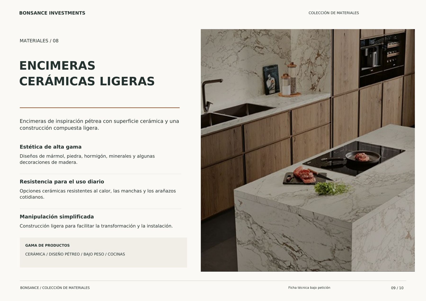 Encimeras y sobres cerámicos ligeros para bares y restaurantes Encimeras y sobres cerámicos ligeros para bares y restaurantes